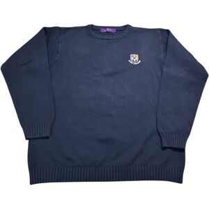 Henbury Eton College Navy Blue Cotton Crew Neck Jumper Sweater Kids XL